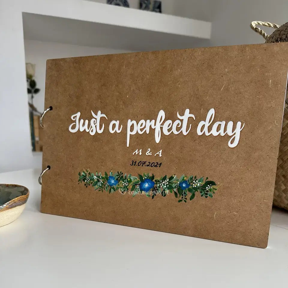 Personalized hand-painted wedding album / guest book