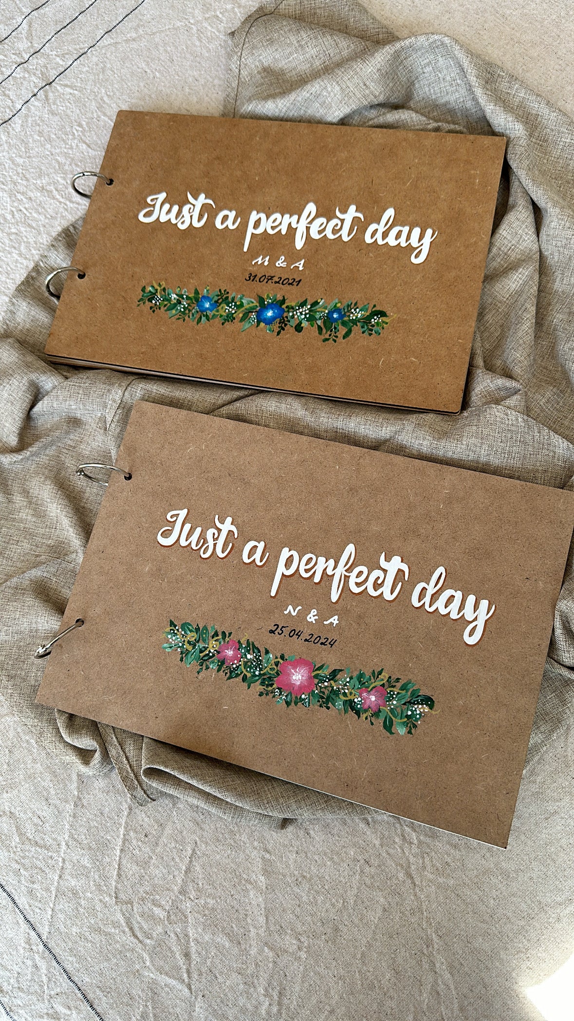 Personalized hand-painted wedding album / guest book